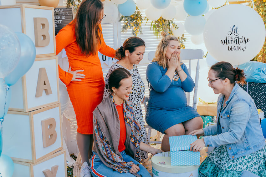 A joyful family celebration, people laughing and together